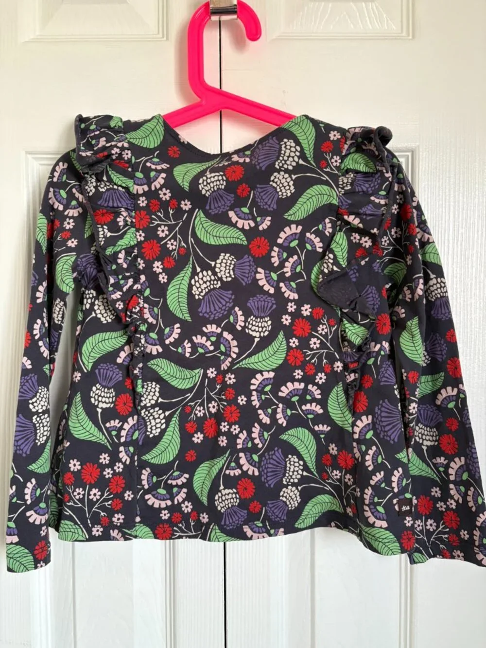 Tea Collection Ruffle Henley Top Size 6 - Picture 3 of 3